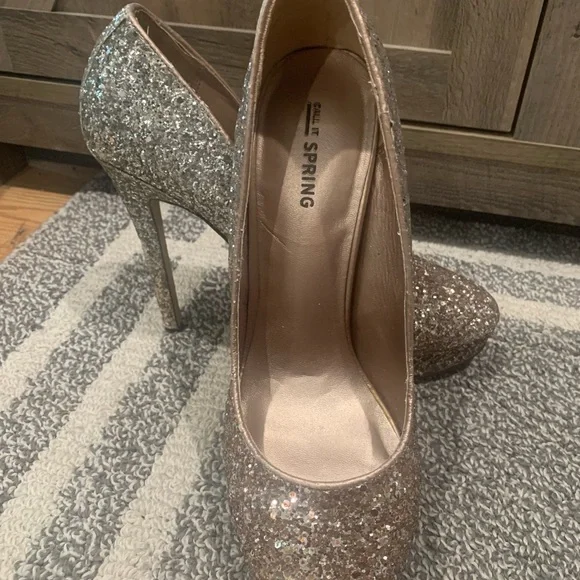 Women’s Formal Party Prom Sparkling 4” High Heels Size 8.5 Silver Rose-gold - Picture 12 of 12